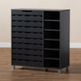 Shirley Modern And Contemporary Dark Grey Finished 2-Door Wood Shoe Storage Cabinet With Open Shelves SR-002-Dark Grey By Baxton Studio