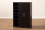 Marine Modern And Contemporary Wenge Dark Brown Finished 2-Door Wood Entryway Shoe Storage Cabinet With Open Shelves SESC296-Wenge-Shoe Cabinet By Baxton Studio
