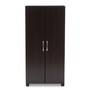 Marine Modern And Contemporary Wenge Dark Brown Finished 2-Door Wood Entryway Shoe Storage Cabinet SESC294-Wenge-Shoe Cabinet By Baxton Studio