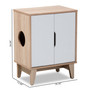 Romy Mid-Century Modern Two-Tone Oak And White Finished 2-Door Wood Cat Litter Box Cover House SECHC15001WI-Hana Oak/White-Cat House By Baxton Studio