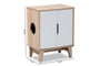 Romy Mid-Century Modern Two-Tone Oak And White Finished 2-Door Wood Cat Litter Box Cover House SECHC15001WI-Hana Oak/White-Cat House By Baxton Studio