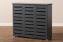 Adalwin Modern And Contemporary Dark Gray 3-Door Wooden Entryway Shoe Storage Cabinet SC863533M-Dark Grey-Shoe Cabinet By Baxton Studio