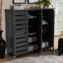 Adalwin Modern And Contemporary Dark Gray 3-Door Wooden Entryway Shoe Storage Cabinet SC863533M-Dark Grey-Shoe Cabinet By Baxton Studio