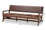 Rovelyn Rustic Brown Faux Leather Upholstered Walnut Finished Wood Sofa Rovelyn-Dark Brown/Walnut-SF By Baxton Studio