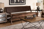 Rovelyn Rustic Brown Faux Leather Upholstered Walnut Finished Wood Sofa Rovelyn-Dark Brown/Walnut-SF By Baxton Studio