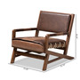 Rovelyn Rustic Brown Faux Leather Upholstered Walnut Finished Wood Lounge Chair Rovelyn-Dark Brown/Walnut-CC By Baxton Studio