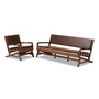 Rovelyn Rustic Brown Faux Leather Upholstered Walnut Finished Wood 2-Piece Living Room Set Rovelyn-Dark Brown/Walnut-2PC Set By Baxton Studio