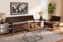 Rovelyn Rustic Brown Faux Leather Upholstered Walnut Finished Wood 2-Piece Living Room Set Rovelyn-Dark Brown/Walnut-2PC Set By Baxton Studio