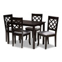 Verner Modern And Contemporary Grey Fabric Upholstered Espresso Brown Finished 5-Piece Wood Dining Set RH330C-Grey/Dark Brown-5PC Dining Set By Baxton Studio