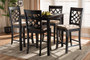 Nisa Modern And Contemporary Sand Fabric Upholstered Espresso Brown Finished 5-Piece Wood Pub Set RH321P-Sand/Dark Brown-5PC Pub Set By Baxton Studio