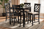 Alora Modern And Contemporary Sand Fabric Upholstered Espresso Brown Finished 5-Piece Wood Pub Set RH320P-Sand/Dark Brown-5PC Pub Set By Baxton Studio