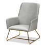 Sennet Glam and Luxe Grey Velvet Fabric Upholstered Gold Finished Armchair SF1802-Grey Velvet/Gold-CC By Baxton Studio