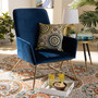 Sennet Glam and Luxe Navy Blue Velvet Fabric Upholstered Gold Finished Armchair SF1802-Navy Blue Velvet/Gold-CC By Baxton Studio