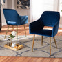 Germaine Glam and Luxe Navy Blue Velvet Fabric Upholstered Gold Finished 2-Piece Metal Dining Chair Set DC144-Navy Blue Velvet/Gold-DC By Baxton Studio