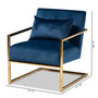 Mira Glam and Luxe Navy Blue Velvet Fabric Upholstered Gold Finished Metal Lounge Chair TSF-60458-Navy Velvet/Gold-CC By Baxton Studio