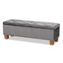 Hannah Modern and Contemporary Grey Velvet Fabric Upholstered Button-Tufted Storage Ottoman Bench BBT3136-Grey Velvet/Walnut-Otto By Baxton Studio