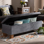 Hannah Modern and Contemporary Grey Velvet Fabric Upholstered Button-Tufted Storage Ottoman Bench BBT3136-Grey Velvet/Walnut-Otto By Baxton Studio