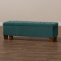 Hannah Modern and Contemporary Teal Blue Velvet Fabric Upholstered Button-Tufted Storage Ottoman Bench BBT3136-Teal Velvet/Walnut-Otto By Baxton Studio