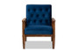 Sorrento Mid-century Modern Navy Blue Velvet Fabric Upholstered Walnut Finished Wooden Lounge Chair BBT8013-Navy Velvet/Walnut-CC By Baxton Studio