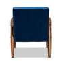 Sorrento Mid-century Modern Navy Blue Velvet Fabric Upholstered Walnut Finished Wooden Lounge Chair BBT8013-Navy Velvet/Walnut-CC By Baxton Studio