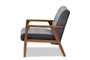 Asta Mid-Century Modern Grey Velvet Fabric Upholstered Walnut Finished Wood Armchair TOGO-Grey Velvet/Walnut-CC By Baxton Studio