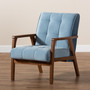 Asta Mid-Century Modern Light Blue Velvet Fabric Upholstered Walnut Finished Wood Armchair TOGO-Light Blue Velvet/Walnut-CC By Baxton Studio