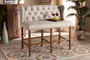 Alira Modern and Contemporary Beige Fabric Upholstered Walnut Finished Wood Button Tufted Bar Stool Bench BBT5349-Beige/Walnut-Bench By Baxton Studio
