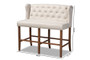 Alira Modern and Contemporary Beige Fabric Upholstered Walnut Finished Wood Button Tufted Bar Stool Bench BBT5349-Beige/Walnut-Bench By Baxton Studio