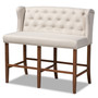 Alira Modern and Contemporary Beige Fabric Upholstered Walnut Finished Wood Button Tufted Bar Stool Bench BBT5349-Beige/Walnut-Bench By Baxton Studio