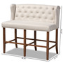 Alira Modern and Contemporary Beige Fabric Upholstered Walnut Finished Wood Button Tufted Bar Stool Bench BBT5349-Beige/Walnut-Bench By Baxton Studio