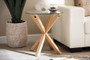 Lida Modern and Contemporary Glass and Wood Finished End Table Panama-Clear/Natural-ET By Baxton Studio