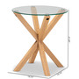 Lida Modern and Contemporary Glass and Wood Finished End Table Panama-Clear/Natural-ET By Baxton Studio