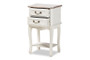 Amalie Antique French Country Cottage Two-Tone White and Oak Finished 2-Drawer Wood Nightstand JY17B088-White-NS By Baxton Studio