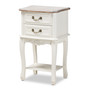 Amalie Antique French Country Cottage Two-Tone White and Oak Finished 2-Drawer Wood Nightstand JY17B088-White-NS By Baxton Studio