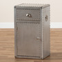Serge French Industrial Silver Metal 1-Door Accent Storage Cabinet JY17B161-Silver-Cabinet By Baxton Studio