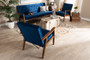 Sorrento Mid-century Modern Navy Blue Velvet Fabric Upholstered Walnut Finished 3-Piece Wooden Living Room Set BBT8013-Navy Velvet/Walnut-3PC Set By Baxton Studio