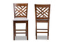 Caron Modern and Contemporary Grey Fabric Upholstered Walnut Brown Finished 2-Piece Wood Counter Height Pub Chair Set Set RH317P-Grey/Walnut-PC By Baxton Studio