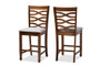 Lanier Modern and Contemporary Grey Fabric Upholstered Walnut Brown Finished 2-Piece Wood Counter Height Pub Chair Set Set RH318P-Grey/Walnut-PC By Baxton Studio