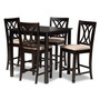 Reneau Modern And Contemporary Sand Fabric Upholstered Espresso Brown Finished 5-Piece Wood Pub Set RH316P-Sand/Dark Brown-5PC Pub Set By Baxton Studio