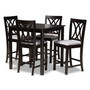 Reneau Modern And Contemporary Gray Fabric Upholstered Espresso Brown Finished 5-Piece Wood Pub Set RH316P-Grey/Dark Brown-5PC Pub Set By Baxton Studio