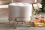 Lucienne Glam and Luxe Beige Velvet Fabric Upholstered Gold Finished Metal Ottoman FJ5A-017-Beige/Gold-Otto By Baxton Studio