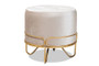 Lucienne Glam and Luxe Beige Velvet Fabric Upholstered Gold Finished Metal Ottoman FJ5A-017-Beige/Gold-Otto By Baxton Studio