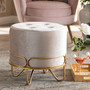 Lucienne Glam and Luxe Beige Velvet Fabric Upholstered Gold Finished Metal Ottoman FJ5A-017-Beige/Gold-Otto By Baxton Studio