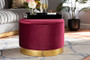 Marisa Glam and Luxe Red Velvet Fabric Upholstered Gold Finished Storage Ottoman JY19A221-Red/Gold-Otto By Baxton Studio