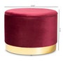 Marisa Glam and Luxe Red Velvet Fabric Upholstered Gold Finished Storage Ottoman JY19A221-Red/Gold-Otto By Baxton Studio