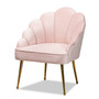 Cinzia Glam and Luxe Light Pink Velvet Fabric Upholstered Gold Finished Seashell Shaped Accent Chair TSF-6665-Light Pink/Gold-CC By Baxton Studio