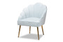 Cinzia Glam and Luxe Light Blue Velvet Fabric Upholstered Gold Finished Seashell Shaped Accent Chair TSF-6665-Light Blue/Gold-CC By Baxton Studio