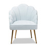 Cinzia Glam and Luxe Light Blue Velvet Fabric Upholstered Gold Finished Seashell Shaped Accent Chair TSF-6665-Light Blue/Gold-CC By Baxton Studio