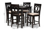 Lenoir Modern And Contemporary Sand Fabric Upholstered Espresso Brown Finished 5-Piece Wood Pub Set RH315P-Sand/Dark Brown-5PC Pub Set By Baxton Studio