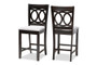 Lenoir Modern And Contemporary Gray Fabric Upholstered Espresso Brown Finished Wood Counter Height Pub Chair Set Of 2 RH315P-Grey/Dark Brown-PC By Baxton Studio
